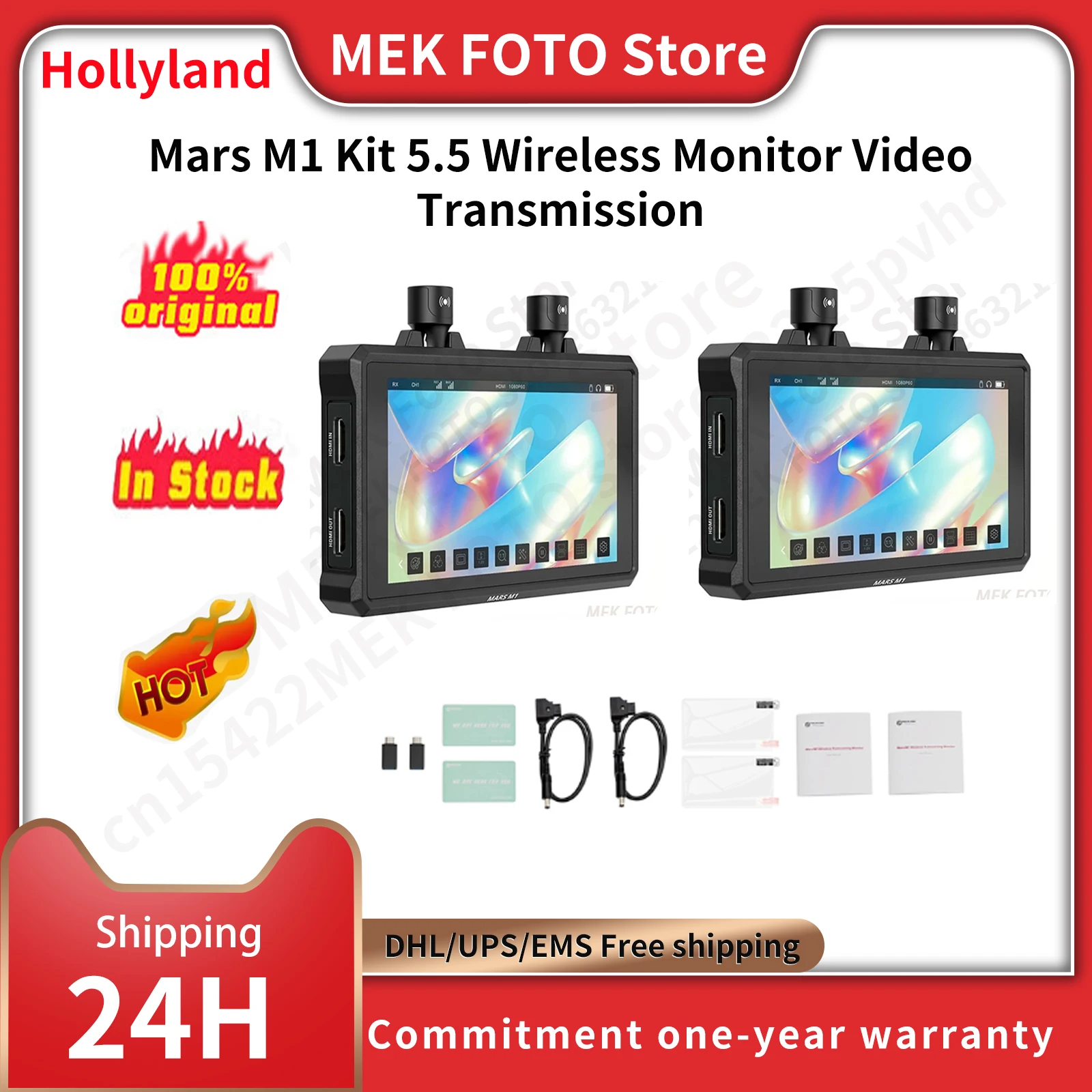 Hollyland Mars M1 5,5 4K Безжичен монитор с прехвърлянето на видео и е съвместим с HDMI Предавател, Приемник Помещение Поле монитор0