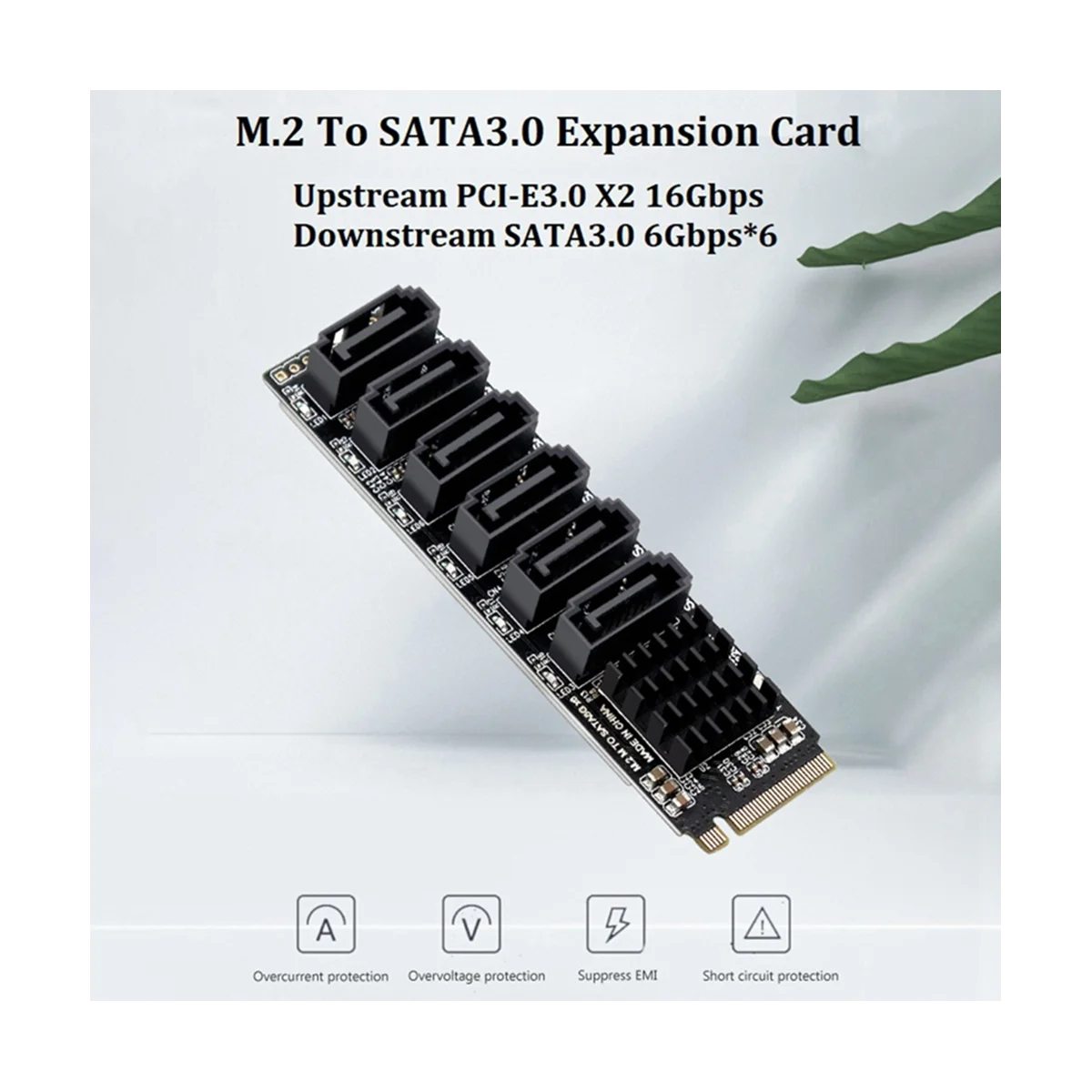 Такса за разширяване на M. 2 MKEY PCI-E Странично Card M. 2 NVME-SATA3.0 PCIE-SATA 6Gpbsx6-Портов карта за разширяване на ASM11663