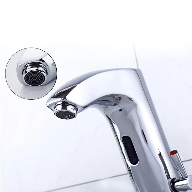 Смесител за мивка с датчик Shinesia Бял/черен/Хром Безконтактни смесители за баня с топла и студена вода Смесител за мивка в банята3