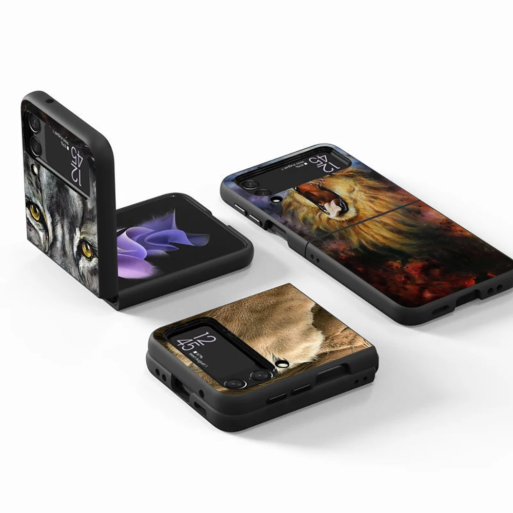Калъф Lion Алфа Мъж за Samsung Galaxy Z Flip4 Flip3 5G Flip5 Funda Z Flip 3 4 5 Черни Твърди Калъфи за КОМПЮТЪР Zflip3 ZFlip4 Калъф За вашия телефон1