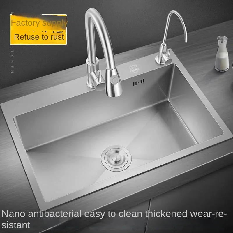 Черен Нано-мивка с една мивка и творчески комплект кухненски мивки от неръждаема стомана, водосточни набор, домашен мивка ръчно изработени, кухненски принадлежности3