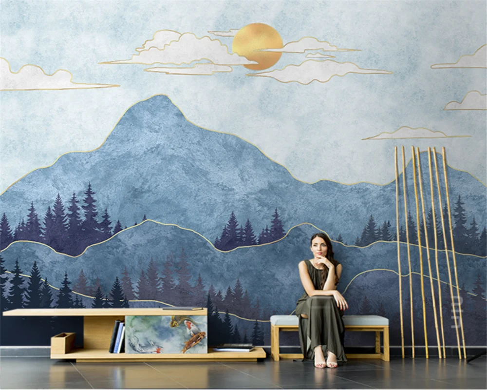 beibehang Индивидуална модерна декоративна живопис, нова абстрактна нова китайска хартия, 3d тапети, домашен декор0
