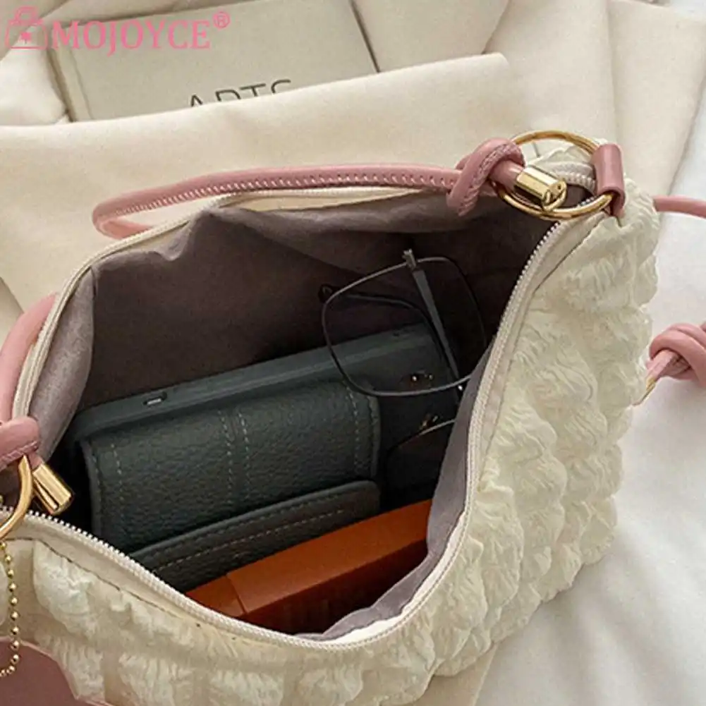 Дамски модни плиссированная чанта за пазаруване, прости преносими дамски чанти, ежедневни летни елегантни чанти-кнедли под мишниците3
