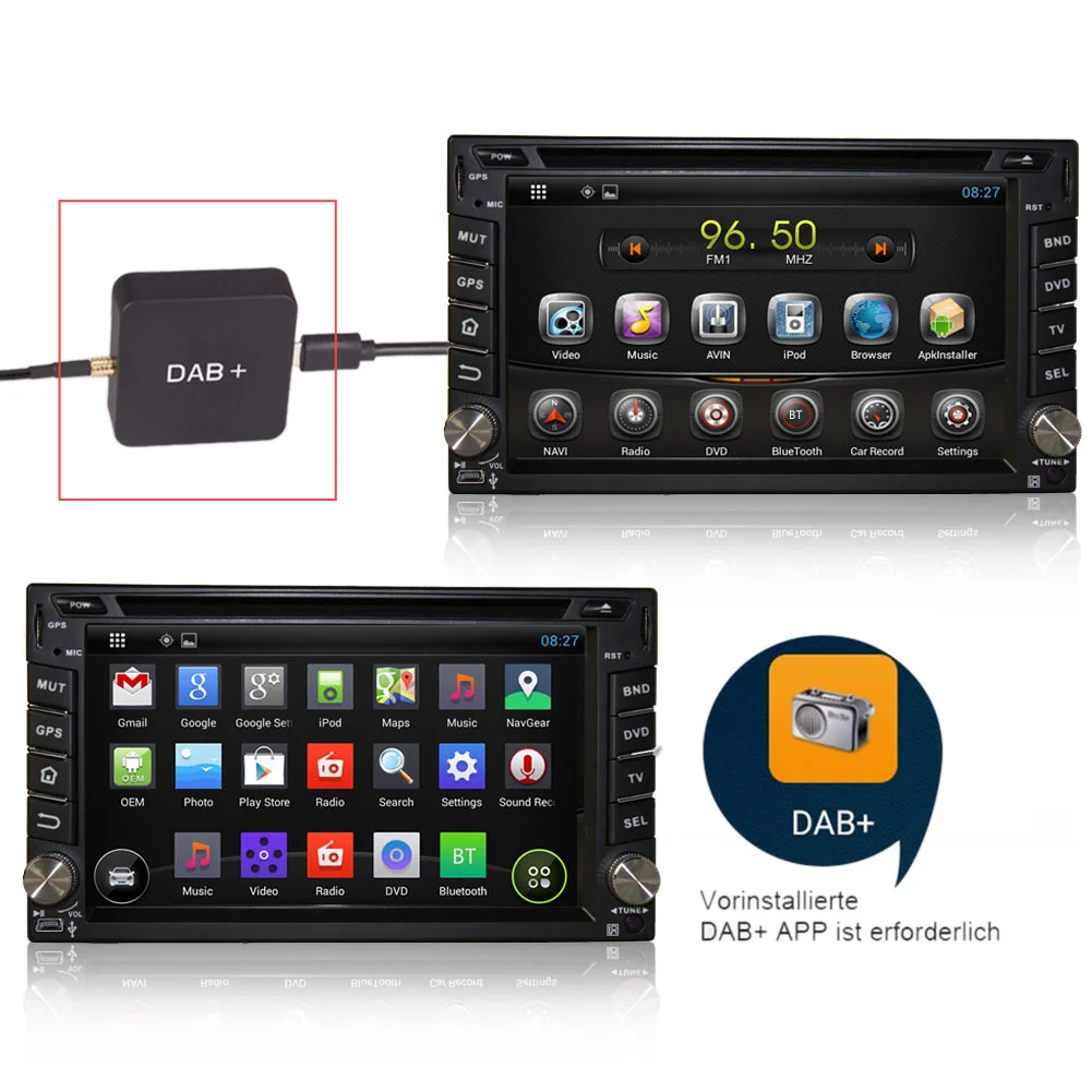 Авто стереоприемник с пристанище Type C Автомобилен DAB + Цифров радио с антена DAB + приемник за Android 5.1 Авто радио1