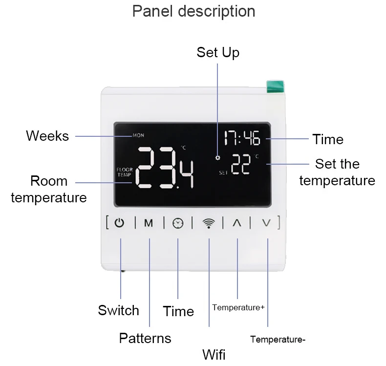 WiFi умен термостат, температурен регулатор за електрически подгряване на пода, работи с Алекса Google Home, за да Sasha и приложение Smart Life2