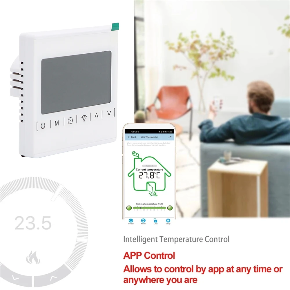 WiFi умен термостат, температурен регулатор за електрически подгряване на пода, работи с Алекса Google Home, за да Sasha и приложение Smart Life5