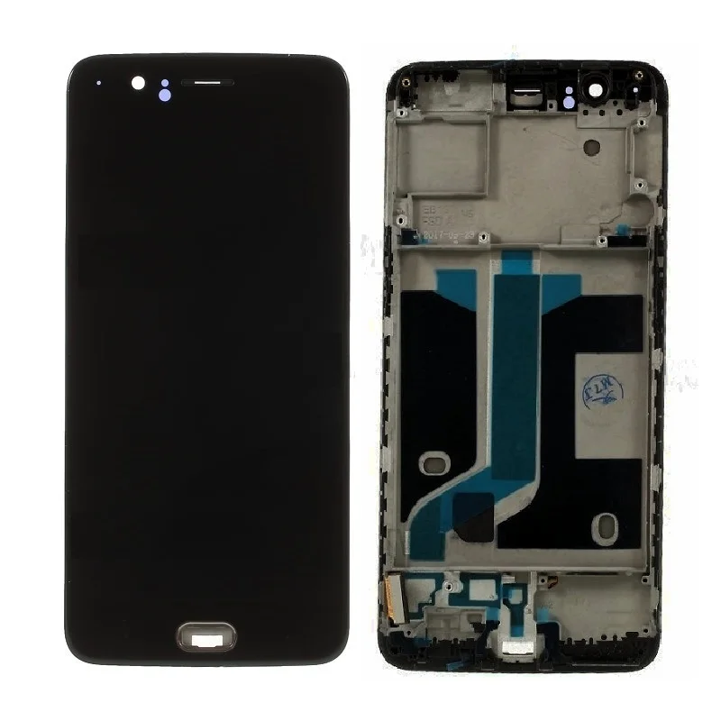 OEM оригинална за OnePlus 5 с LCD дисплей и цифрово чрез докосване на екрана в събирането на заместител на рамката - Черен, бял0