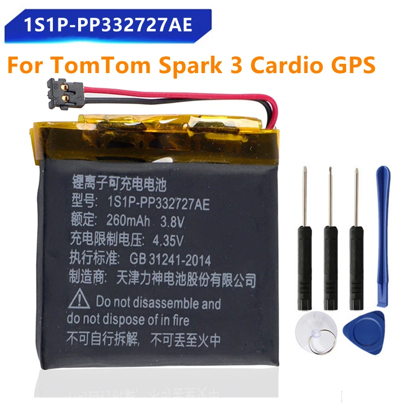 1S1P-PP332727AE TomTom spark cardio＋музикални часовници TomTom Spark 3 Cardio с GPS-акумулаторна батерия -кабелен щепсел, Батерия с капацитет 260 ма + Безплатни инструменти0