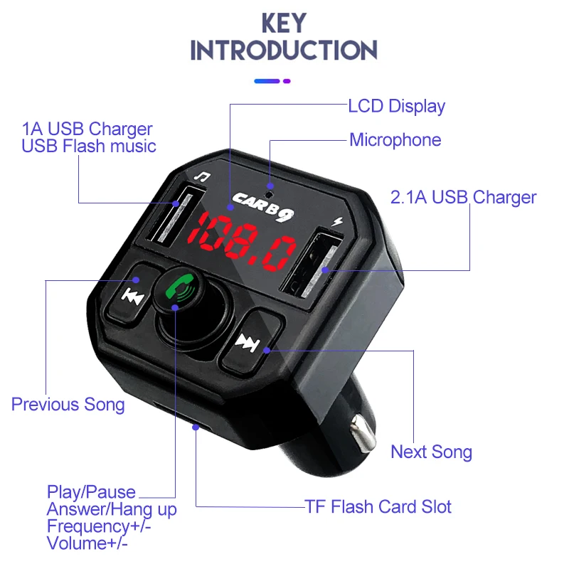 FM предавател, Bluetooth съвместим комплект за Кола 