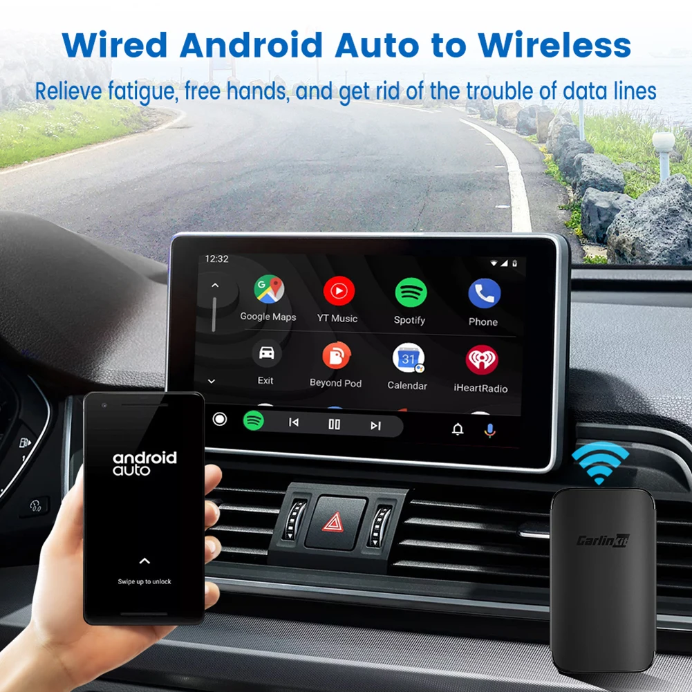 Безжичен адаптер Carplay Carlinkit Android Auto System Box, plug към безжична мрежа, аксесоари за автомобил на мултимедиен плеър0