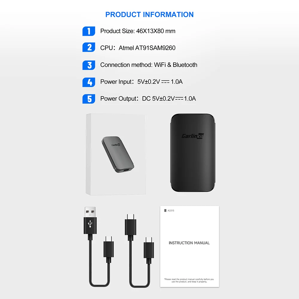 Безжичен адаптер Carplay Carlinkit Android Auto System Box, plug към безжична мрежа, аксесоари за автомобил на мултимедиен плеър5