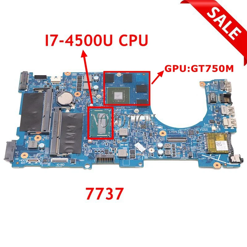 NOKOTION CN-0CJFT4 0CJFT4 12309-1 F53D4 За Dell Inspiron 17R 7737 17,3-Инчов дънна Платка на лаптоп SR16Z I7-4500U CPU GT 750M GPU0