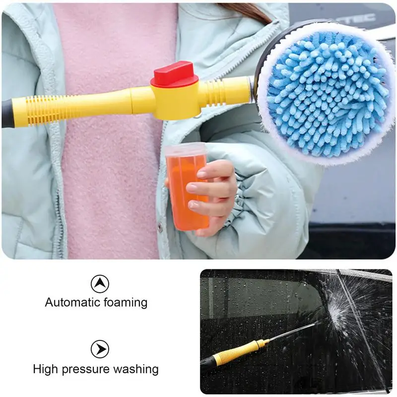 Инструмент за почистване на автомобили, четка за пяна с потока, въртящата миялна машина, пречистване на автомобила от микрофибър, от шенилна, четка за самомойки на автомобил, подобно на гъба за почистване3