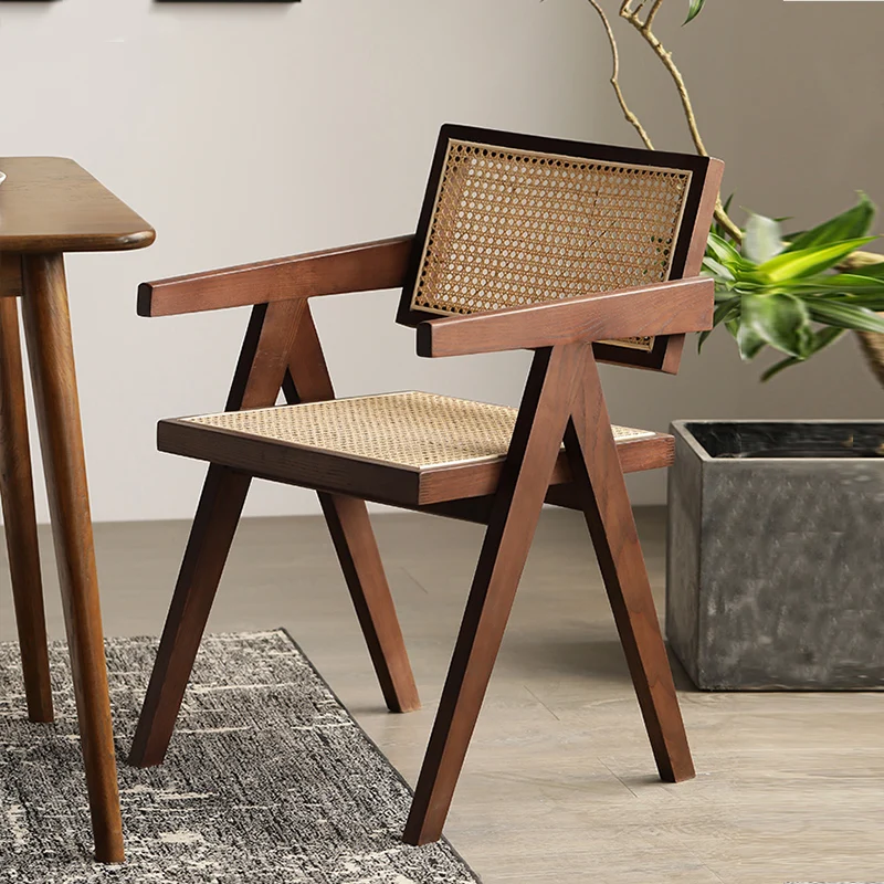 Трапезария стол с дървени крака в градината, минималистичен дизайнерски стол за почивка на балкона, Ергономичен Стол за грим Silla Comedor, Луксозни мебели5