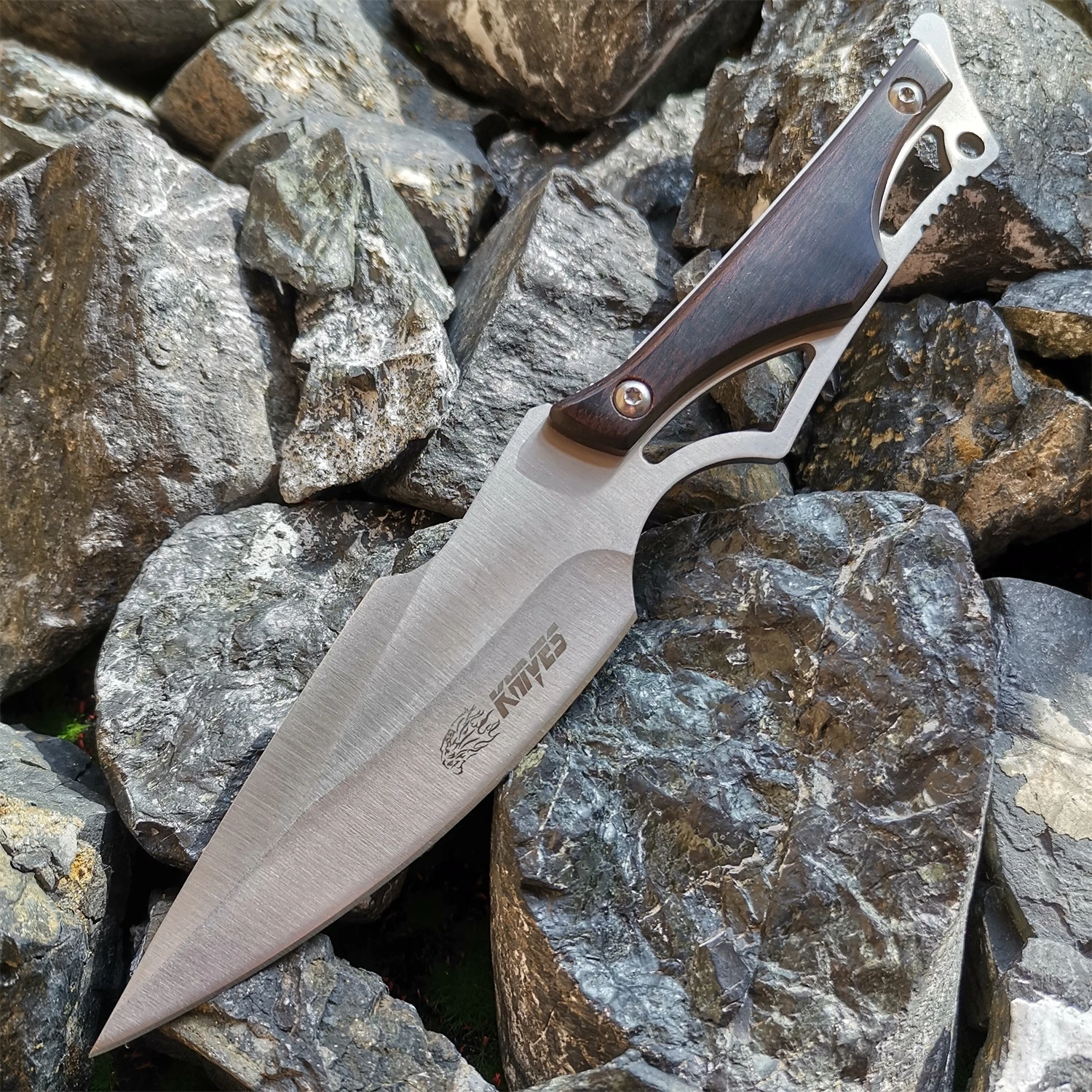 Прав нож с фиксирано острие, дървена дръжка, инструмент за оцеляване на открито, ловен EDC инструмент, походный нож, прав нож0