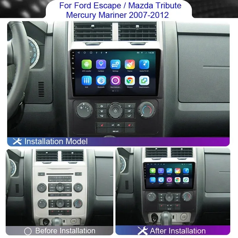 OMNITEK 2 Din Android Авто Радио Мултимедиен За Ford Escape Mazda Tribute 2007 2008 2009 2010 2011 2012 4G Wifi GPS Carplay a1