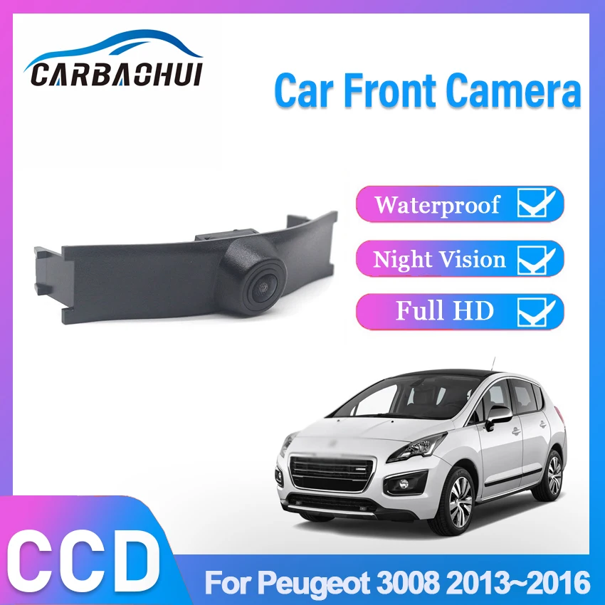 170 ° 1080P HD CCD Нощно Виждане Висококачествена Автомобилна Камера на Предния Преглед За Peugeot 3008 2013 2014 2015 2016 С Логото HD Camera0