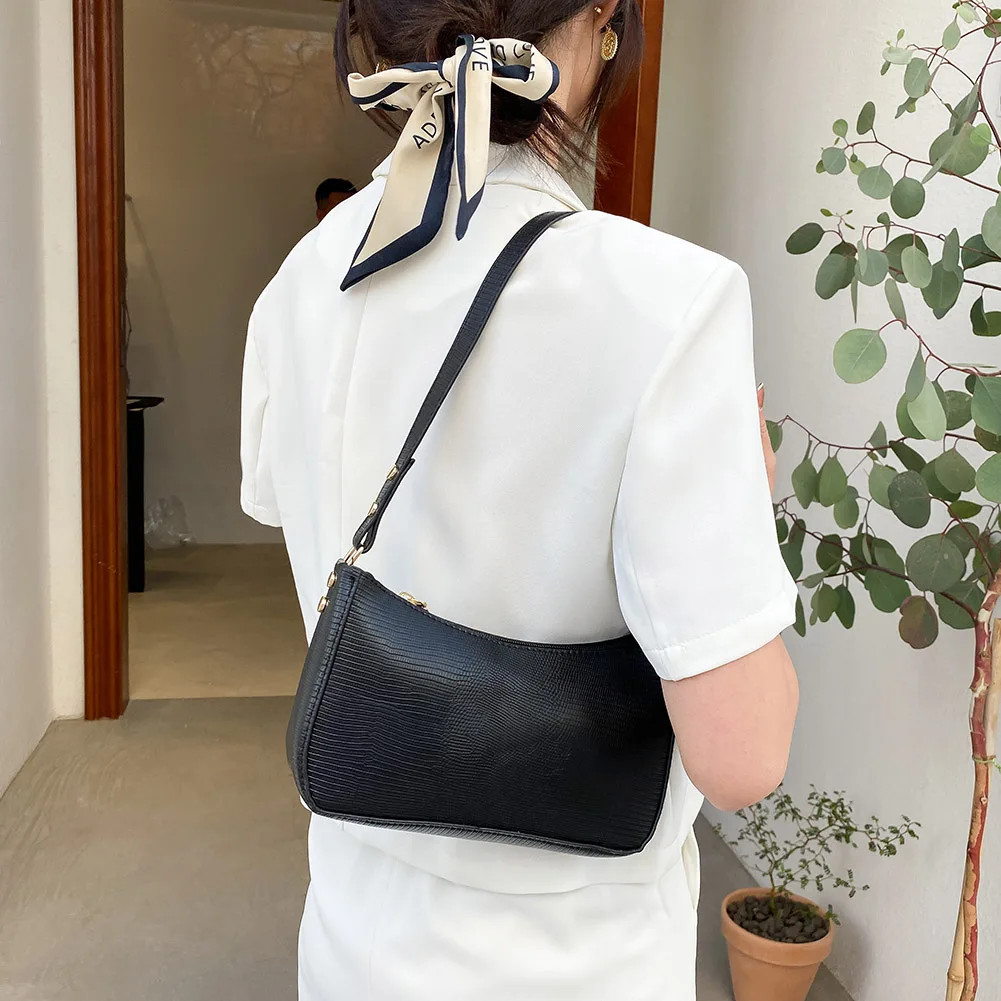 Модни дамски чанти през рамо с шарени гущери, малка чанта за подмишниците, изкуствена кожа, ежедневни универсални женски обикновена чанта, портфейл3