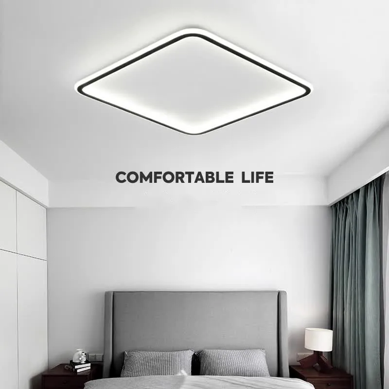 Ултра-модерният led квадратен тавана лампа със скандинавски черно-бял стил, плафониери за хол, трапезария, спалня, осветление4