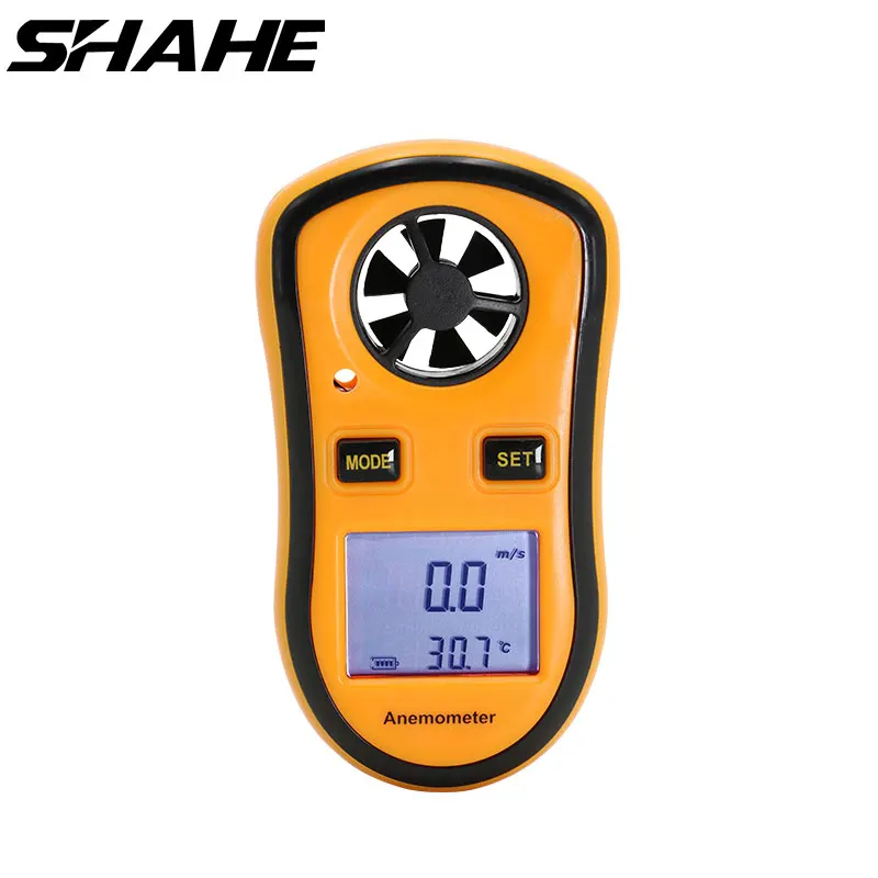 Цифров Анемометр SHAHE, Измерване на Скоростта на вятъра 30 m/s, LCD ръчно Термометър, Измерване на Температура-10-45В С LCD дисплей С Подсветка0