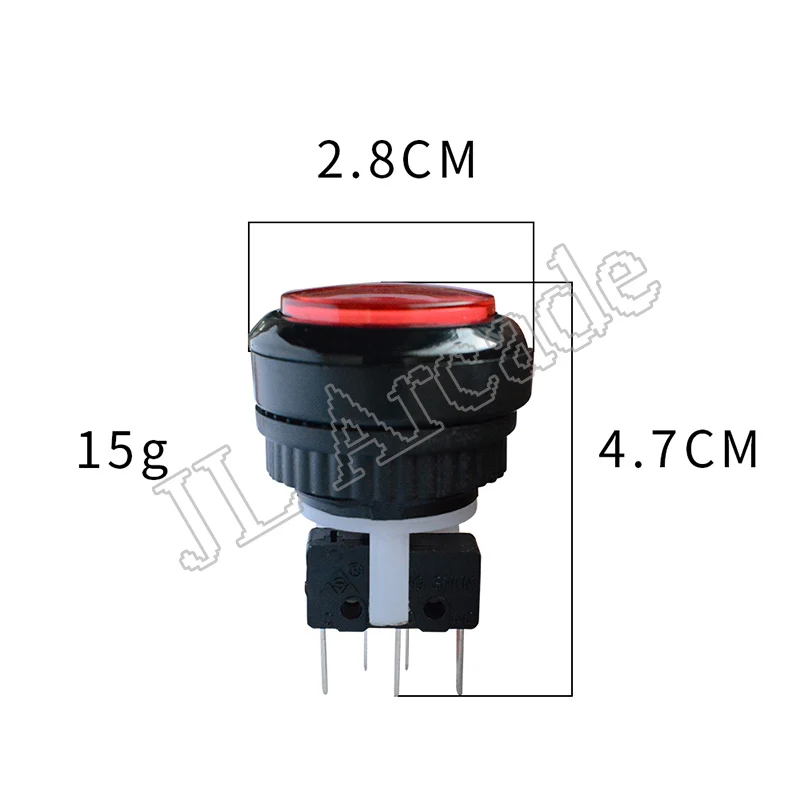 1 бр. led бутон за аркадна игра конзола с микропереключателем， 28 мм кръгъл аркадна бутона с подсветка0