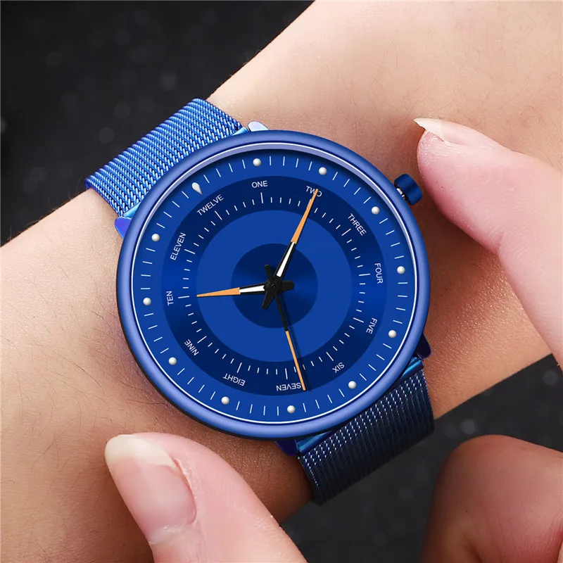 2023 Минималистичные модерен мъжки часовник-тънки бизнес светещи класически кварцов часовник с мрежесто каишка от неръждаема стомана Relogio Masculino0