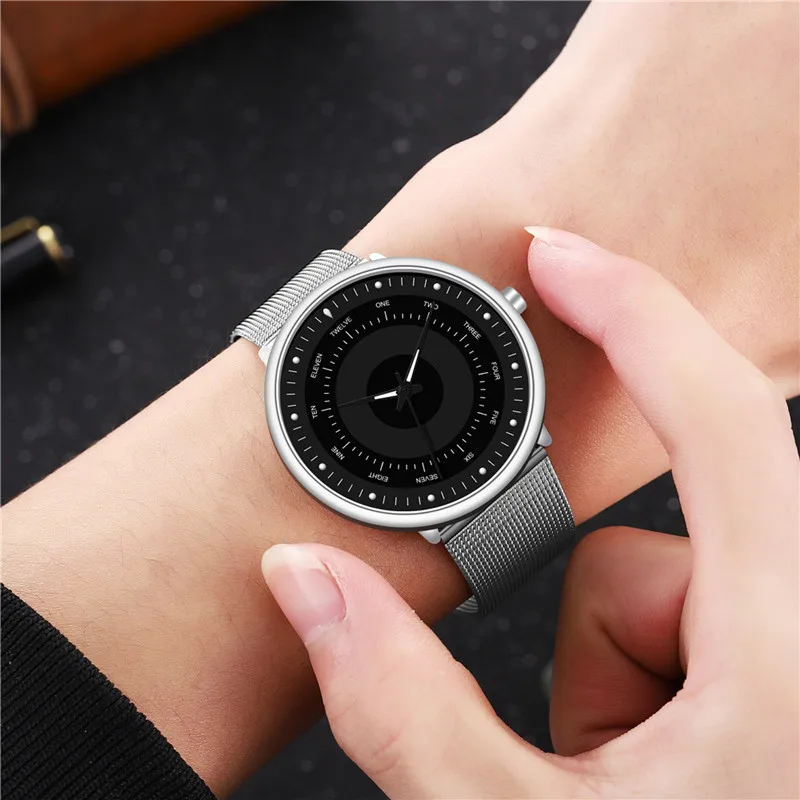 2023 Минималистичные модерен мъжки часовник-тънки бизнес светещи класически кварцов часовник с мрежесто каишка от неръждаема стомана Relogio Masculino4