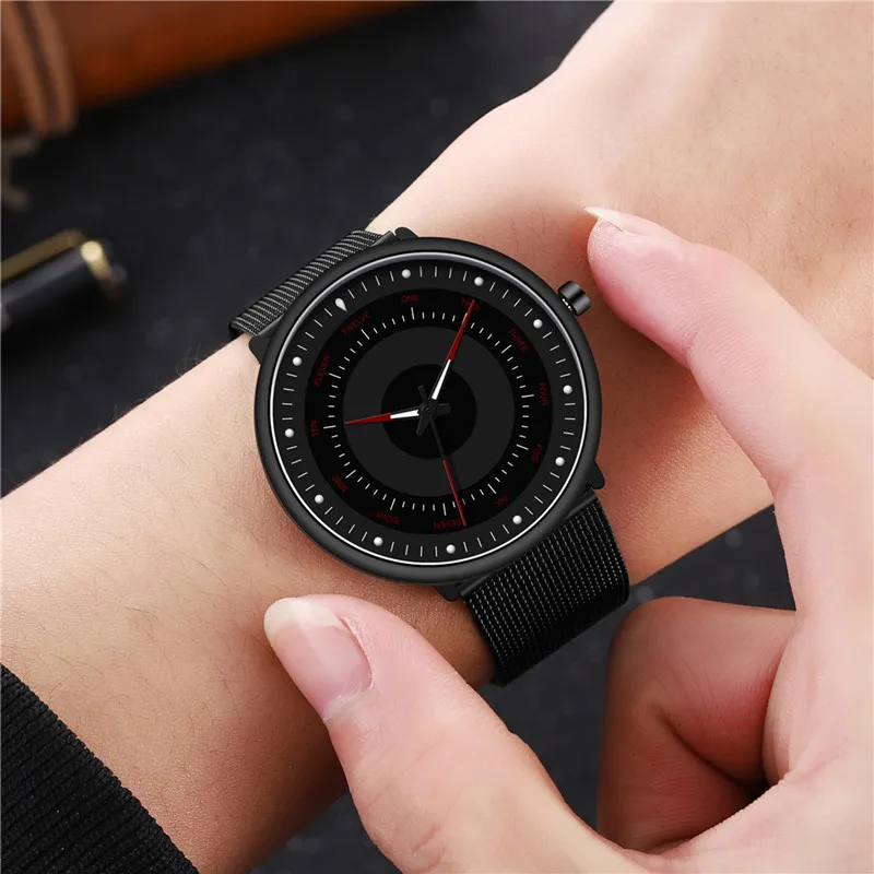 2023 Минималистичные модерен мъжки часовник-тънки бизнес светещи класически кварцов часовник с мрежесто каишка от неръждаема стомана Relogio Masculino5