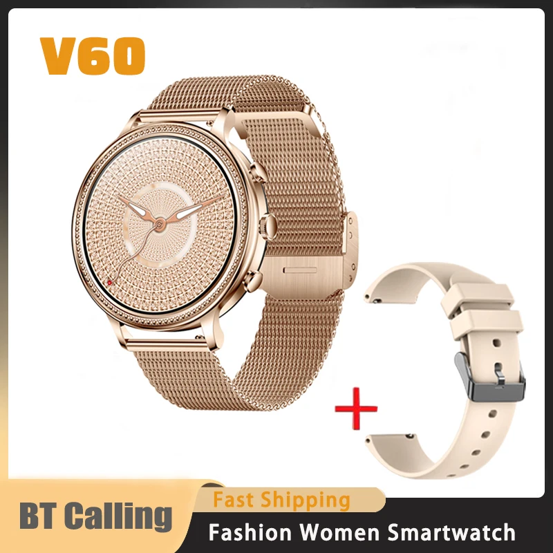 Новите смарт часовници V60, женски гривна, обадете се по Bluetooth, Възпроизвеждане на музика, мониторинг на сърдечната честота, на кислород в кръвта, спортни умни часовници за IOS0