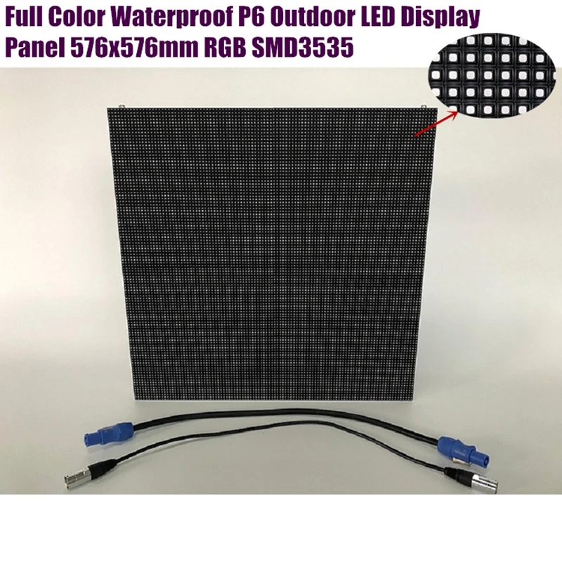 Пълноцветен Водоустойчив led Матричен Екран P6 на открито 576*576 мм, Алуминиев шкаф за леене под налягане, SMD3535 RGB, led панел на дисплея1