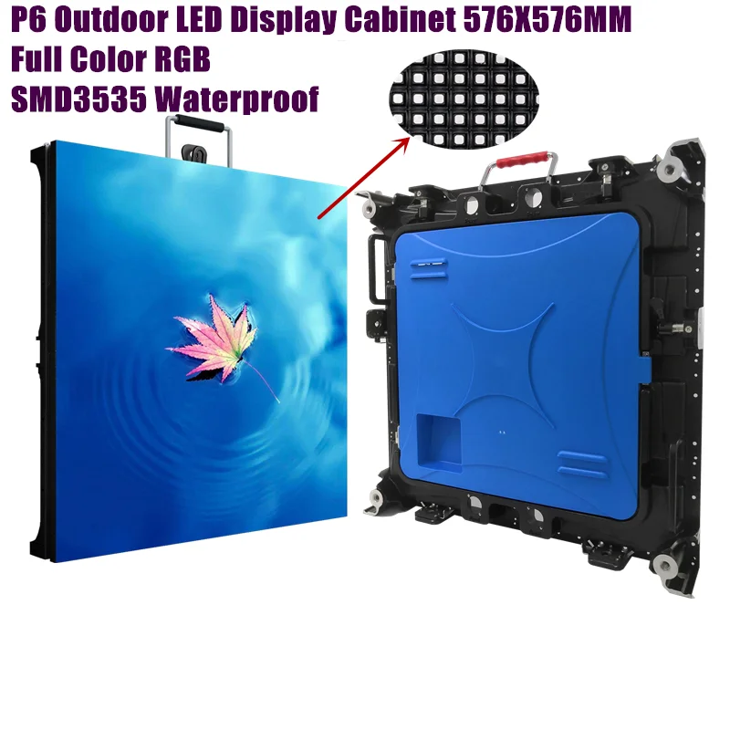 Пълноцветен Водоустойчив led Матричен Екран P6 на открито 576*576 мм, Алуминиев шкаф за леене под налягане, SMD3535 RGB, led панел на дисплея3
