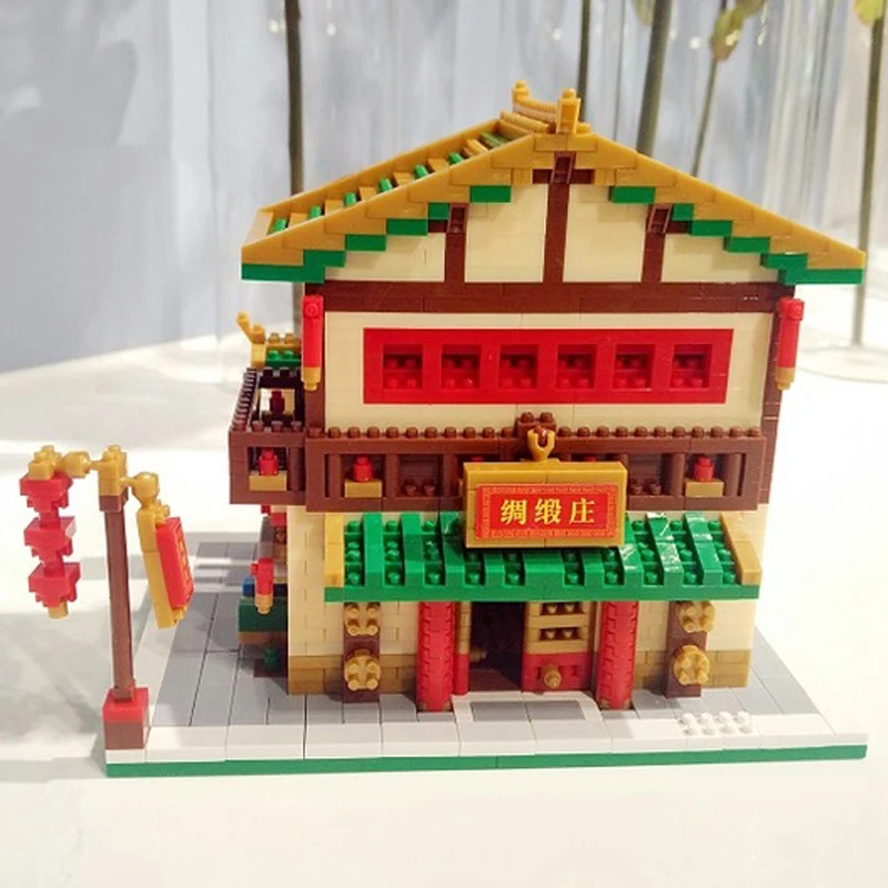 PZX 9909-1 World Architecture чайнатаун Магазин за Дрехи Магазин направи си САМ Мини Диамантени Блокове Тухли Строителна Играчка за Деца, Подарък без Кутия5