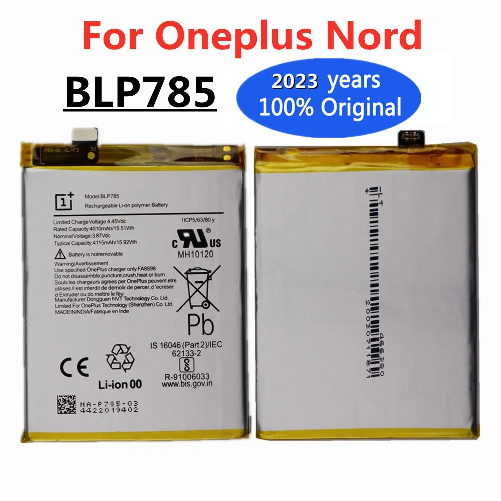 2023 Нов 100% Оригинална Батерия One Plus BLP785 4115mah За Мобилен Телефон Oneplus Nord, Висококачествени Сменяеми Батерии0
