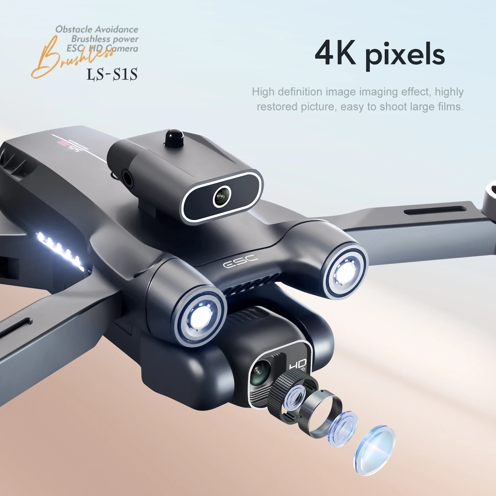 Нов Оранжев мини-дрон S1S с професионална HD камера 4k, 360-градусная въздушна фотография препятствия, бесщеточный моторници квадрокоптер3