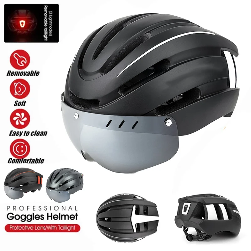 Велосипеден шлем Акумулаторна батерия Вграден USB led лампа, хвърли се във форма за Велоспорта, Сигурна шапка, открит задна светлина, козирка с 4 лещи0