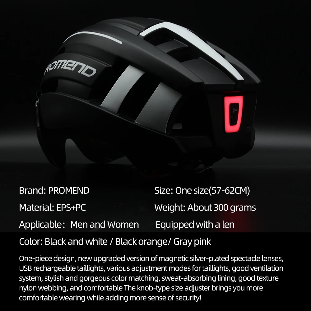 Велосипеден шлем Акумулаторна батерия Вграден USB led лампа, хвърли се във форма за Велоспорта, Сигурна шапка, открит задна светлина, козирка с 4 лещи1