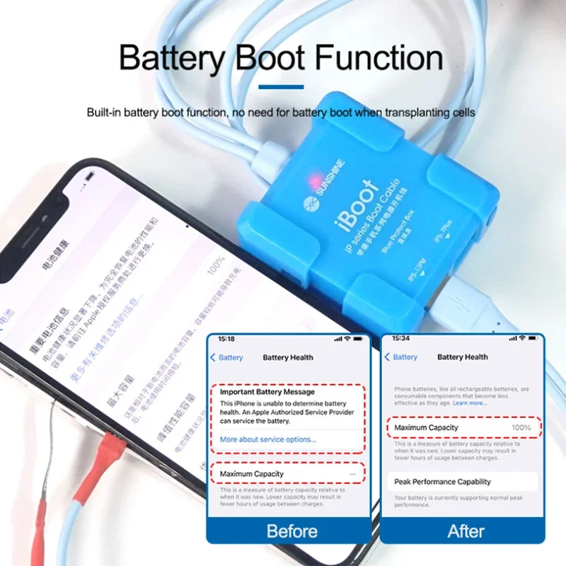 SUNSHINE iBoot серията мобилни телефони iPhone захранващ Кабел за IP6G ~ 13 Pro Max, оригинален тест на данни на батерията, ремонт на линия за включване/изключване2