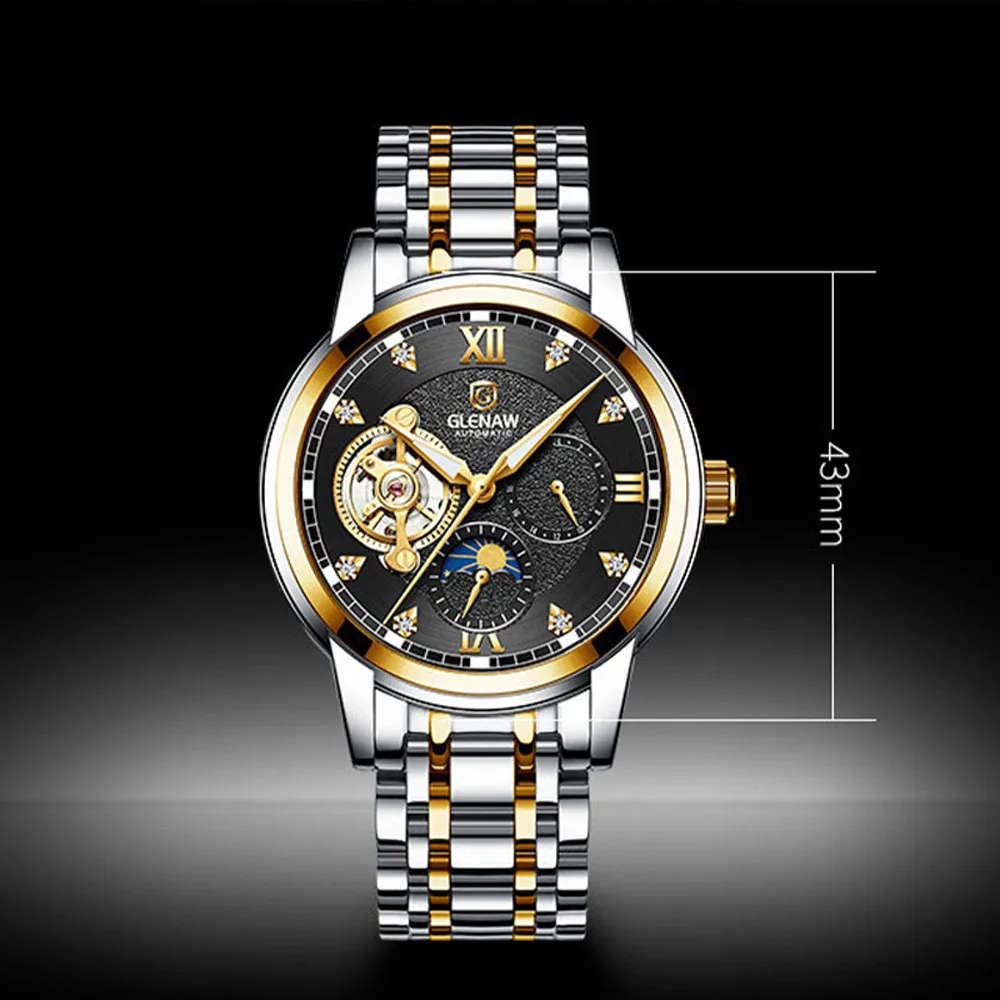 Автоматично ръчни часовници за мъже висококачествени механични часовници клас лукс с виртуален скелет, светещи кожа водоустойчив часовник, Нов Reloj Hombre2