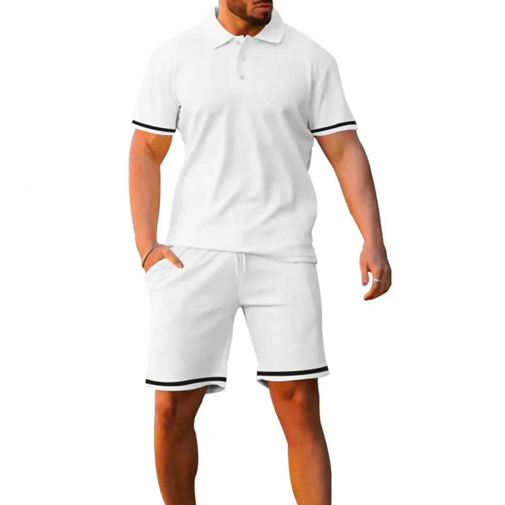 Спортни къси панталони с дължина до коляното, мъжка риза с отложным яка, комплект шорти, мъжки дрехи1