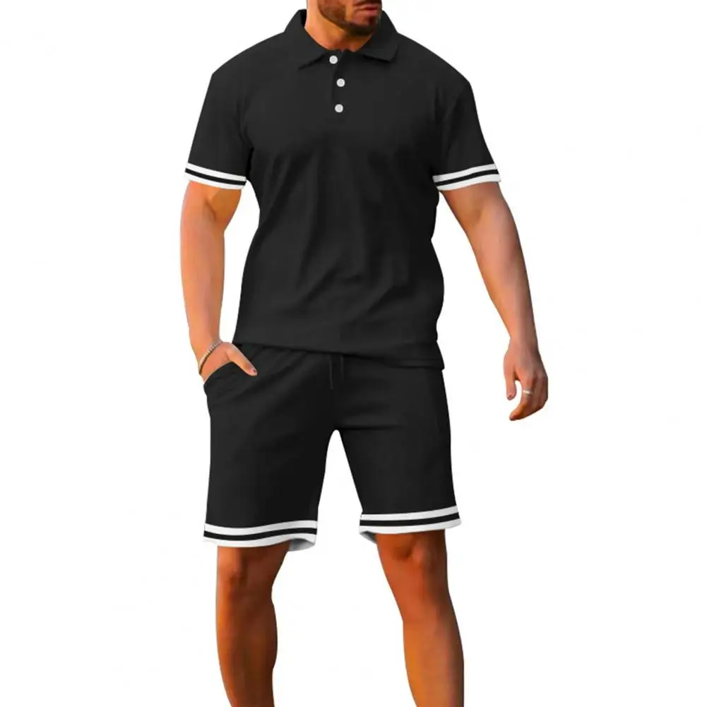 Спортни къси панталони с дължина до коляното, мъжка риза с отложным яка, комплект шорти, мъжки дрехи4