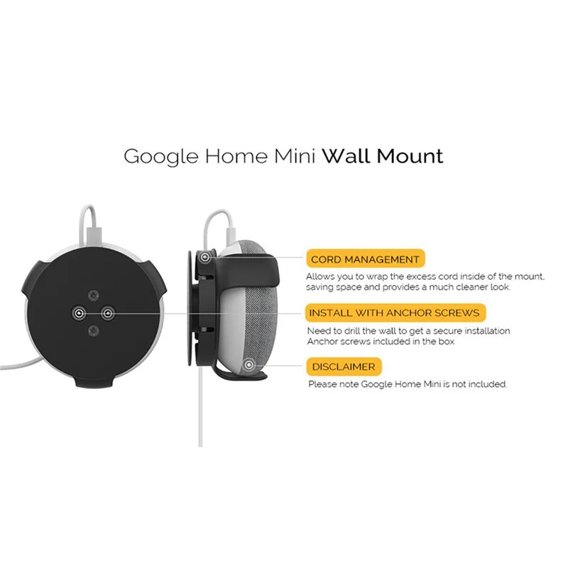 2 бр. мини-изход монтиране на стена Титуляр за Google Home Mini Smart Високоговорител за Управление на кабел Закачалка за съхранение4