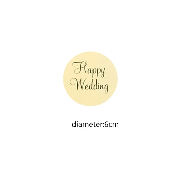 безплатна доставка 600 бр. Прозрачна кръгла горещо щамповани HAPPY WEDDING оборудване запечатване стикер 6 см издател Прозрачни печати Етикети направи си САМ5