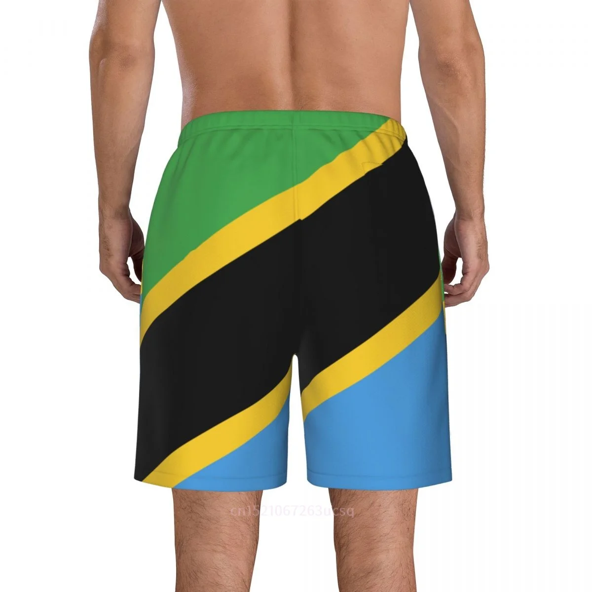 2023 Летни мъжки плажни шорти с 3D принтом хартата на страната Танзания от полиестер, плажни летни панталони за джогинг с джобове3
