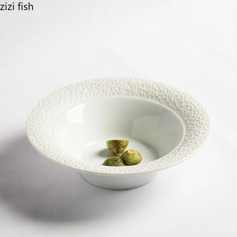 Керамични кът чинии, Чинии за тестени изделия Тазики за супа Зеленчукови ястия Креативна домашни съдове с релефна фигура Закуски Десерт Подноси за торти0
