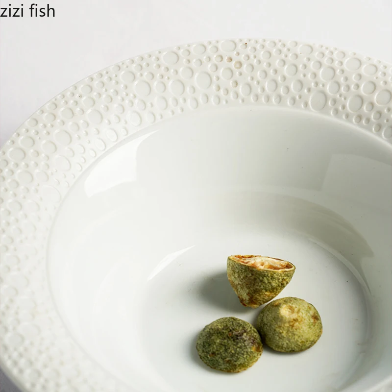 Керамични кът чинии, Чинии за тестени изделия Тазики за супа Зеленчукови ястия Креативна домашни съдове с релефна фигура Закуски Десерт Подноси за торти2