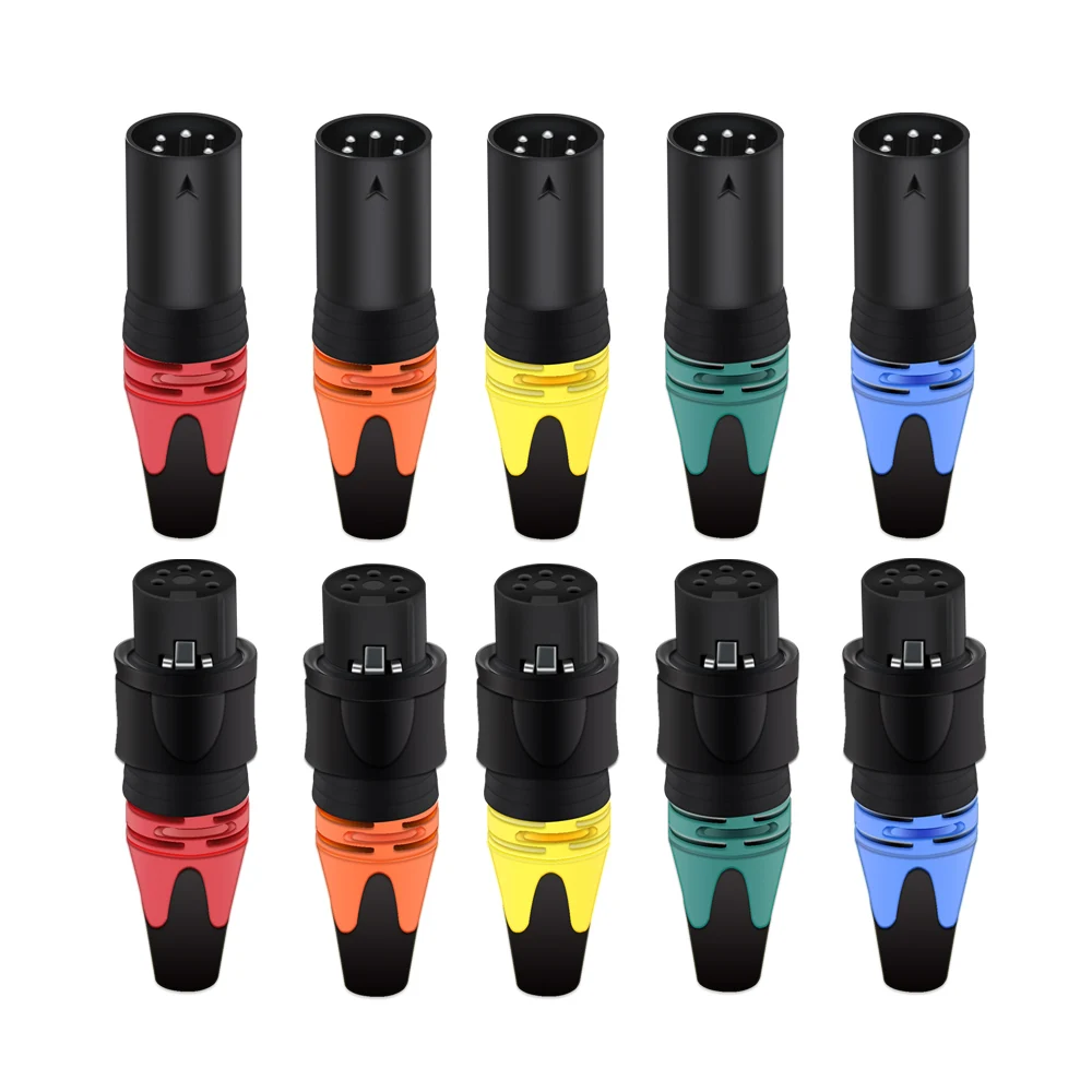 10 бр./5 групи от 5 щифтове XLR мъжки/женски конектор за свързване на микрофона, микрофон, кабел, аудио кабели, конектори, Водоустойчив, 6 цвята, продажбите на Едро1