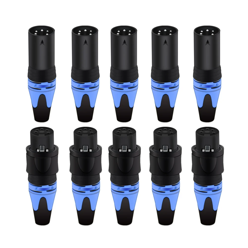 10 бр./5 групи от 5 щифтове XLR мъжки/женски конектор за свързване на микрофона, микрофон, кабел, аудио кабели, конектори, Водоустойчив, 6 цвята, продажбите на Едро2
