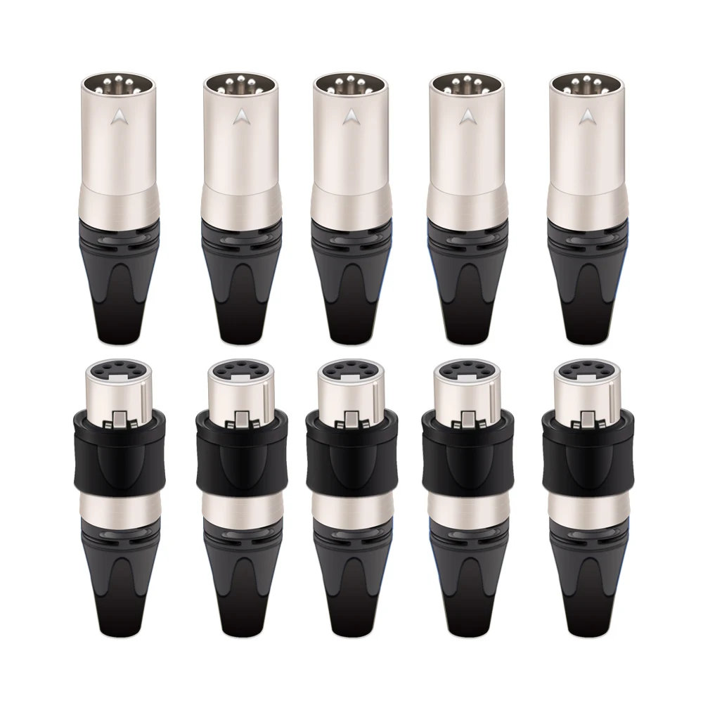10 бр./5 групи от 5 щифтове XLR мъжки/женски конектор за свързване на микрофона, микрофон, кабел, аудио кабели, конектори, Водоустойчив, 6 цвята, продажбите на Едро5