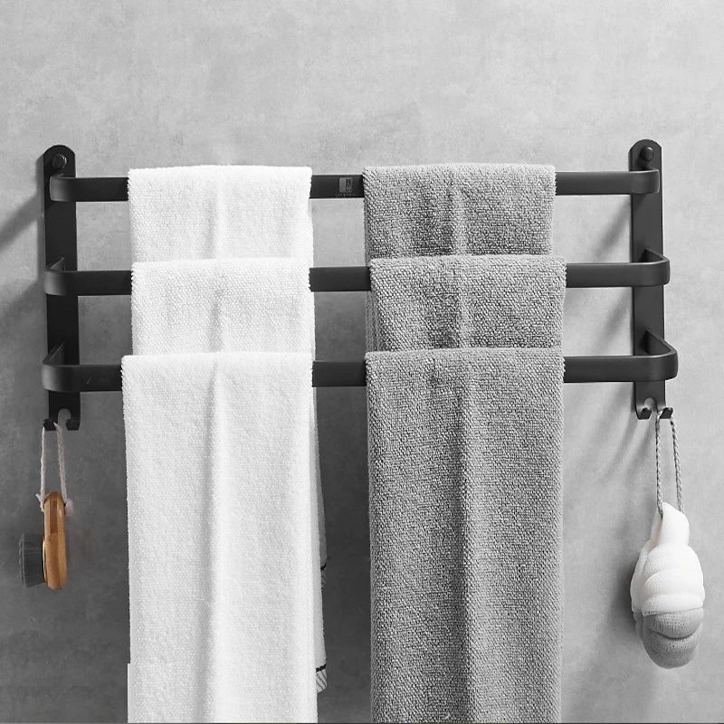 Аксесоари за баня Стенни закачалка за кърпи, Алуминиев Държач за душ-стаен, закачалка за кърпи 30-50 см, многопластова закачалка за кърпи0