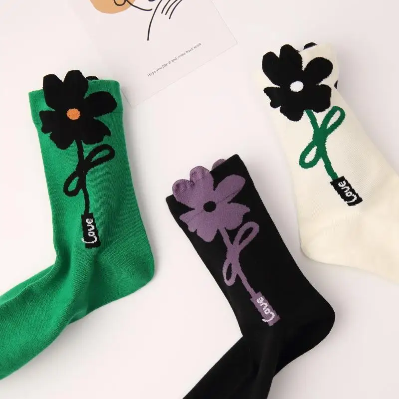 Дамски Чорапи с хубав кавайным анимационни цветен заек в японски корейски стил, изработени от памук Harajuku, забавни дишащи ежедневни къси чорапи с цветен модел0